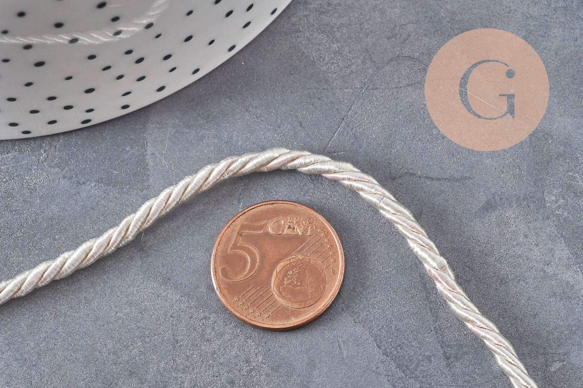 Beige Twisted Satin Cord 3mm, x1 meter (G2319)