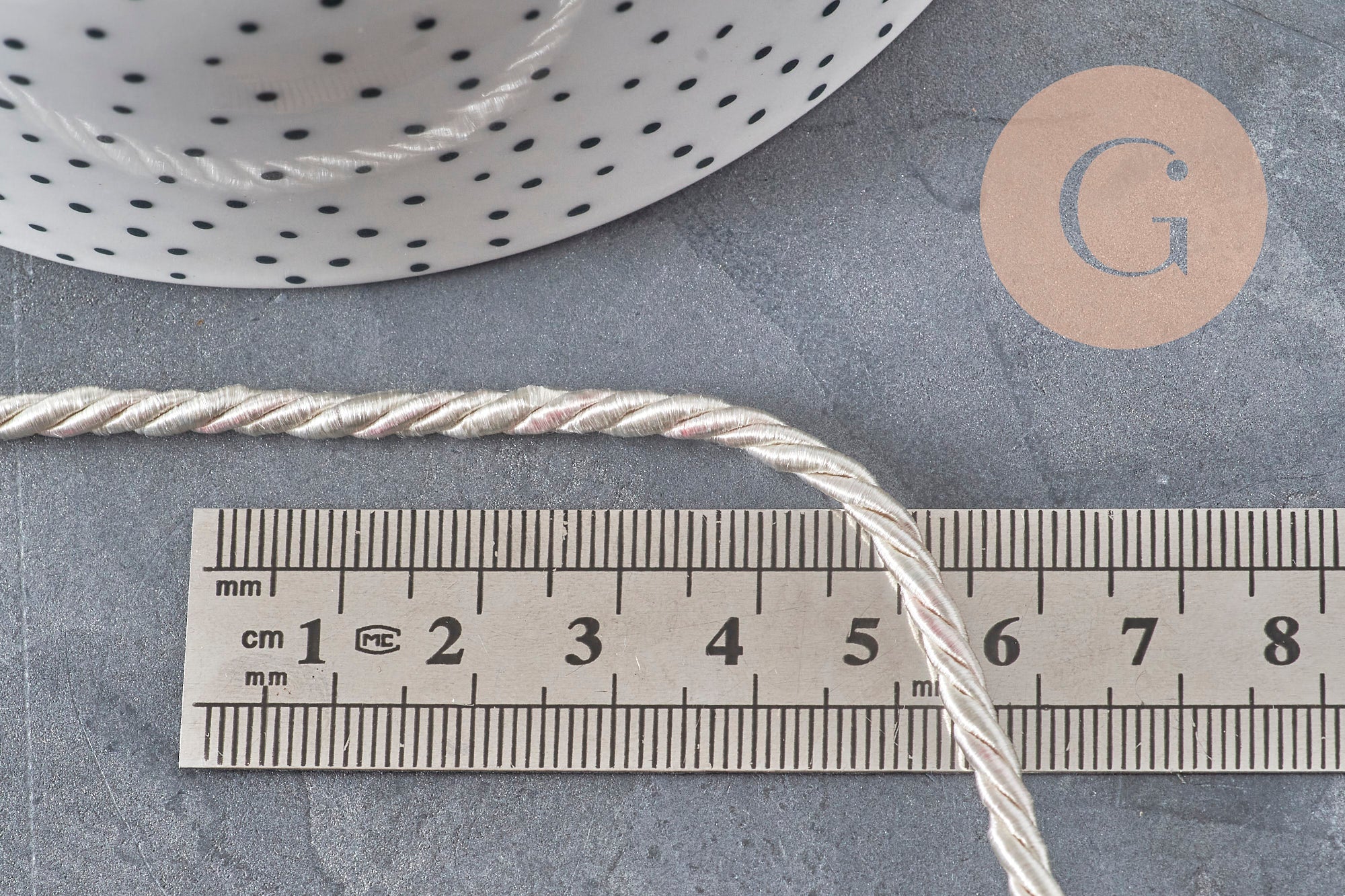 Beige Twisted Satin Cord 3mm, x1 meter (G2319)