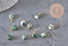 Nugget charm, natural green agate, 304 gold-plated stainless steel, 14mm, x1 VALID