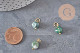 Nugget charm, natural green agate, 304 gold-plated stainless steel, 14mm, x1 VALID