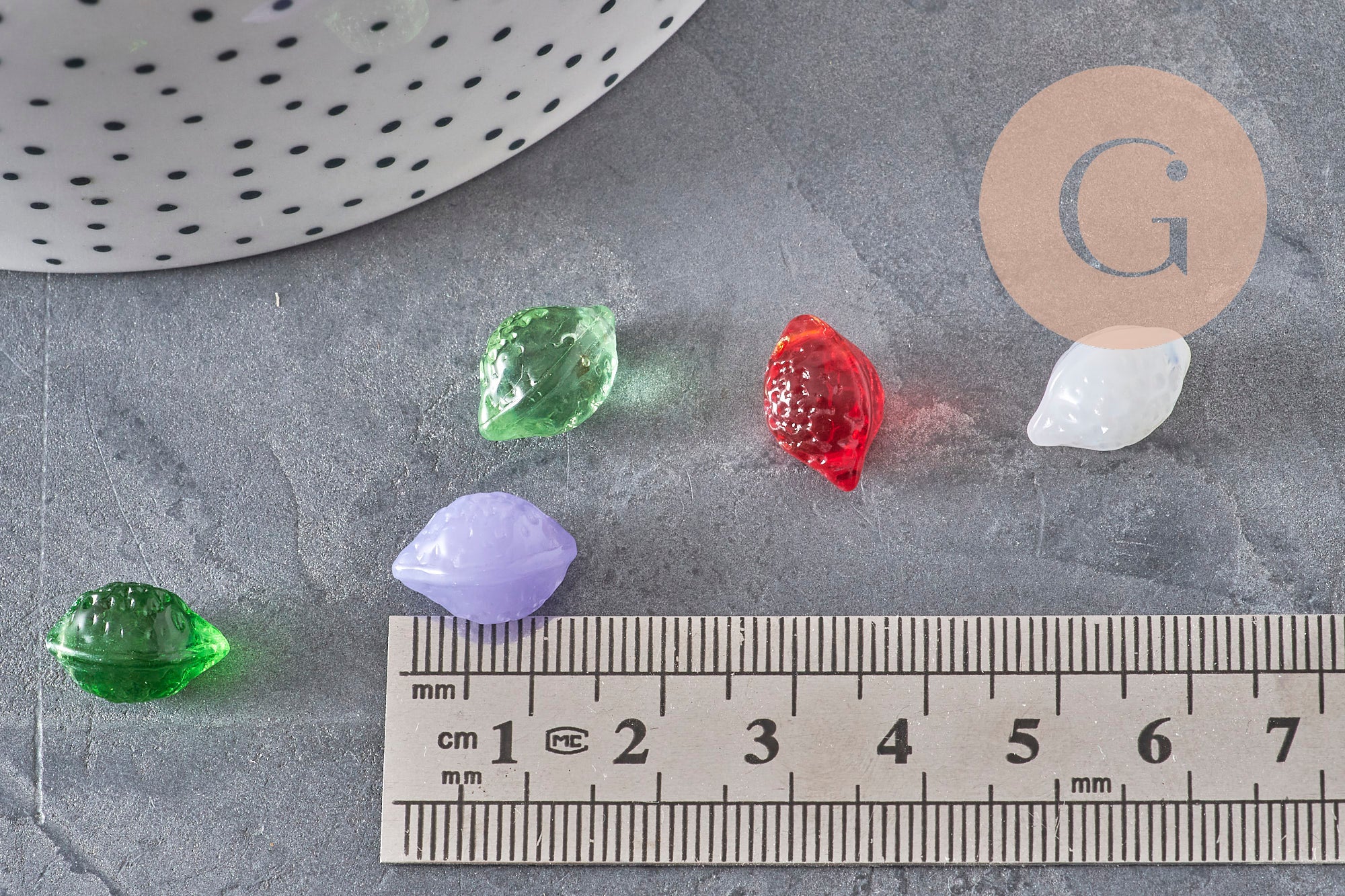 Glass Lemon Fruit Pendants 14mm, x5 VALID