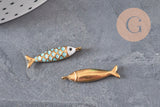 304 Stainless Steel Gold-Plated Turquoise Fish Pendant 25.5mm, x1 VALID