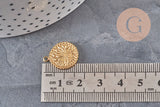 Flower medal pendant, IP gold plated 304 stainless steel 18.5mm, x1