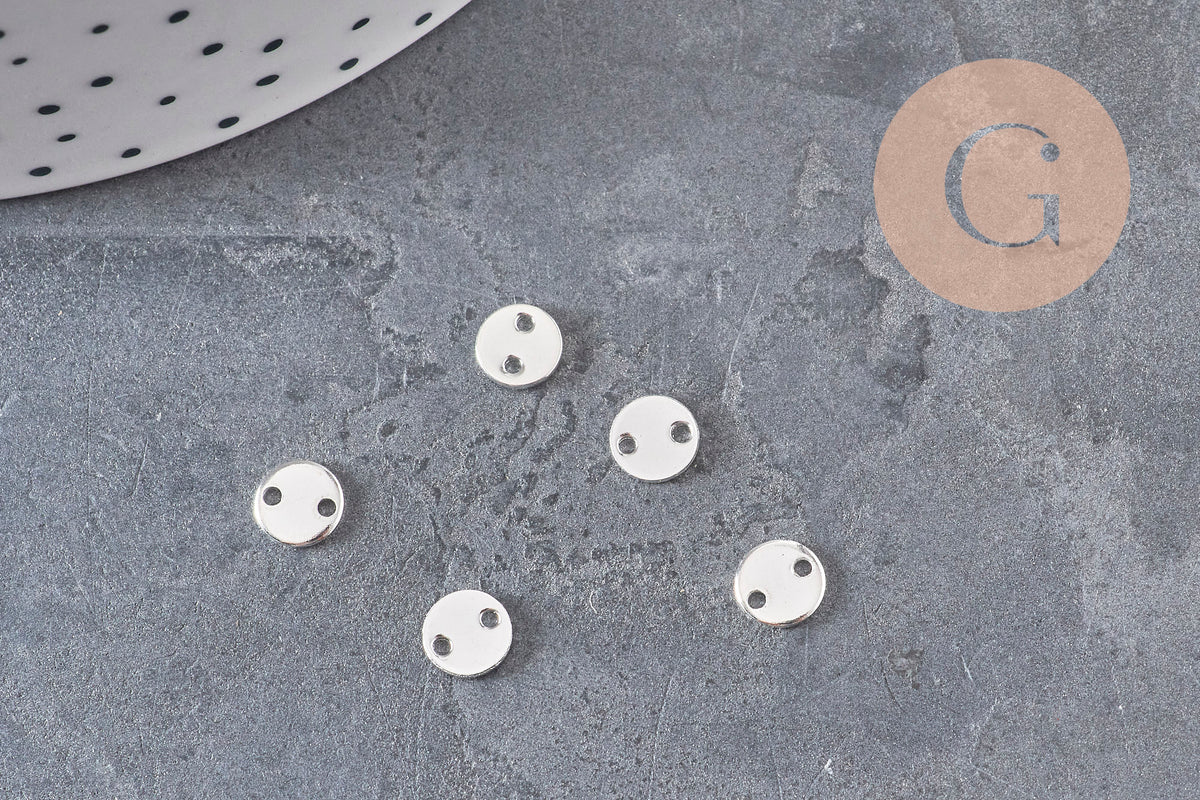 Round connector charm 304 stainless steel silver 6mm VALID