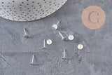 Aretes de botón de acero inoxidable 304 plateado de 6 mm, x10 VÁLIDO