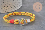 Adjustable polyester cord bracelet, platinum zamak anchor 21.5cm, x1 VALID