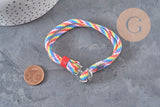 Adjustable polyester cord bracelet, platinum zamak anchor 21.5cm, x1 VALID