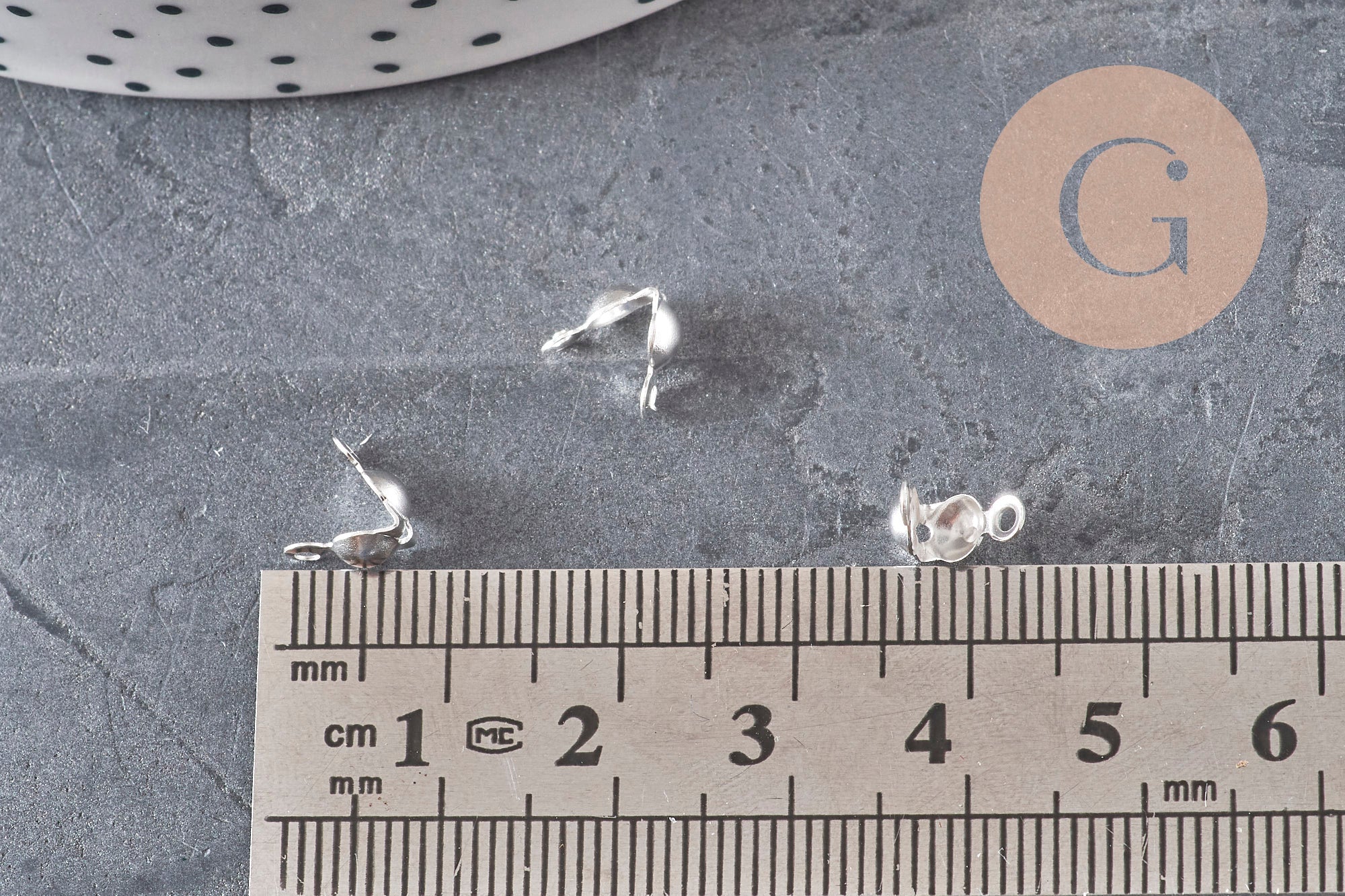 Knot cover for 304 stainless steel ball chain, silver plated, with 3.5mm hole, x10 VALID