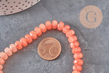 Perle abacus verre rose corail opaque imitation jade 7.5mm, x1 fil de 37cm-Perles-Gingerlily Perles