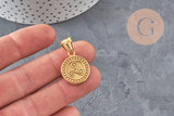 Pendentif médaille triskel acier 304 inoxydable doré IP 22.5mm, x1 (G11359)