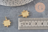 Pendentif carré cabochon 8mm acier inoxydable doré IP 16.5mm, x1-Breloques et pendentifs-Gingerlily Perles