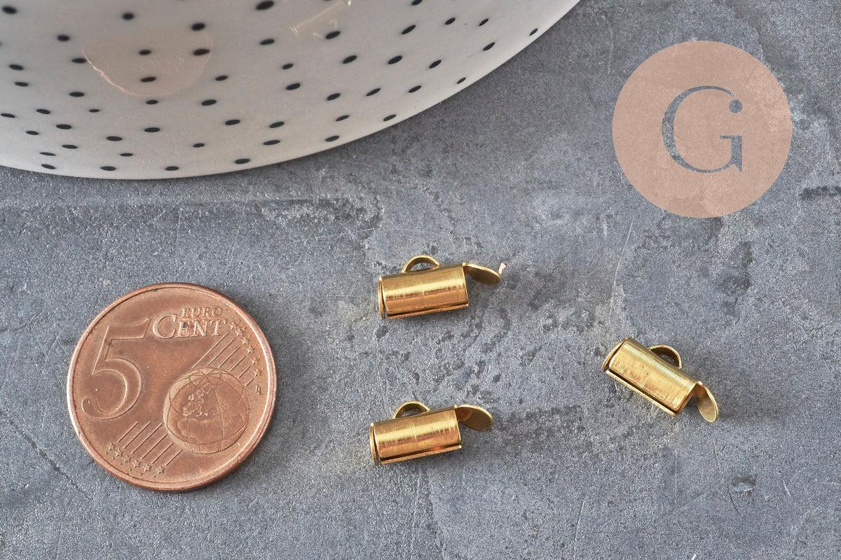 Embouts à glisser chaine boule cordon laiton brut 9mm, x10 (G11357)