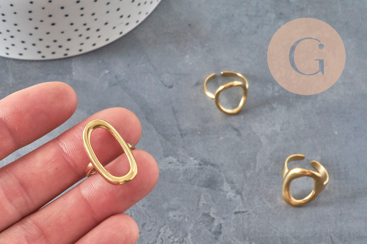 PHOTOS TO BE REDONE VARIATION TO BE TAKEN Oval ring 304 stainless steel gold IP Size 57, x1 (G11154) VALID