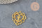 Golden zamak serrated heart cross pendant 31mm, x1 (G11356)