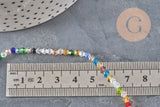 Perles toupies cristal à facette multicolore 3.8x3mm, x1 fil de 32.5cm (G11344)