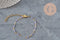 Adjustable bracelet base with violet resin chain, 304 stainless steel golden 14.3cm, x1 (G11364)