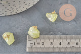 Breloque pépite quartz naturel coloré acier 304 inoxydable doré 15mm, x1 (G11368)