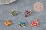 Breloque ronde agate naturelle facetée laiton doré 8.5mm, x1 (G11370)