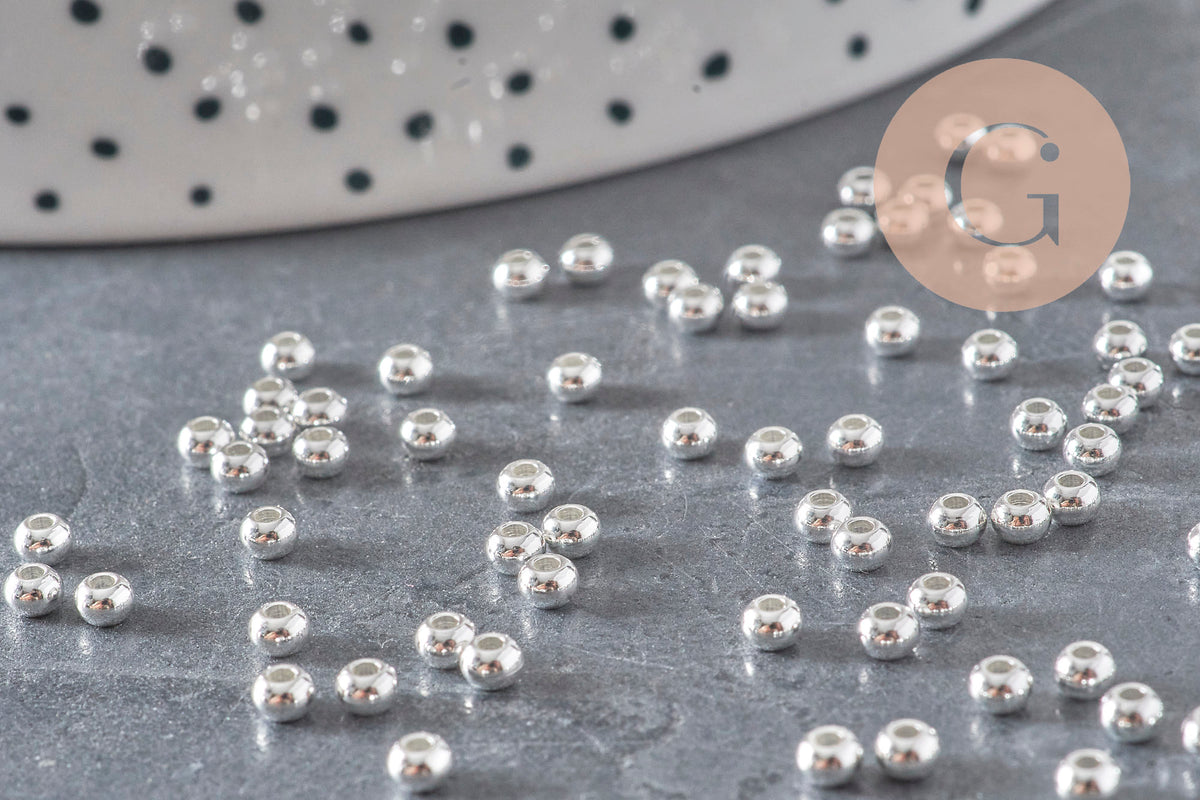 Perles rondes intercalaire acier 304 inoxydable argenté 3mm, x10 (G11349)
