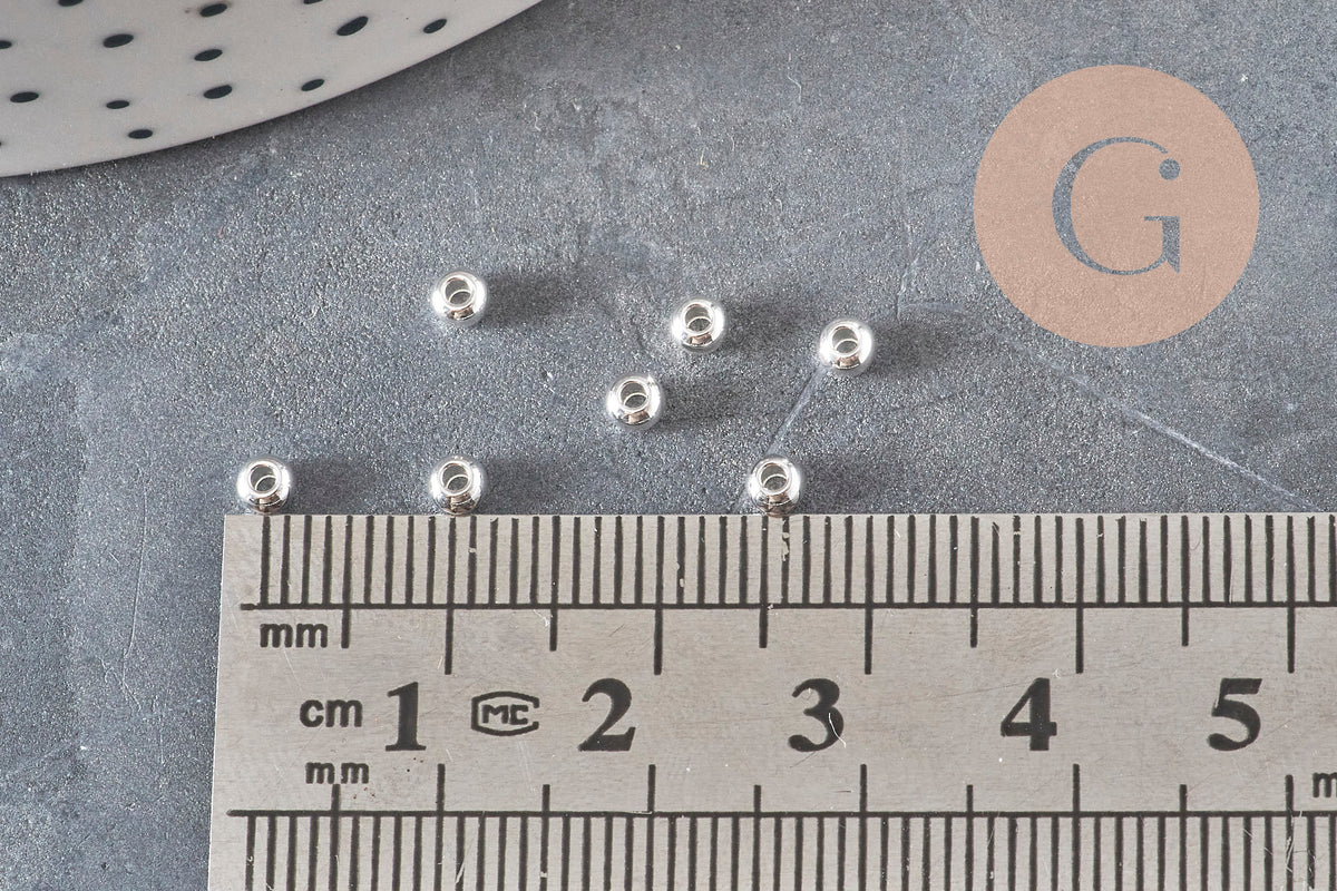 Perles rondes intercalaire acier 304 inoxydable argenté 3mm, x10 (G11349)