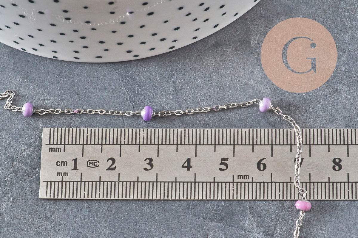 Chaine satellite acier 304 inoxydable platine violet 4.5mm, x1 mètre (G11337)