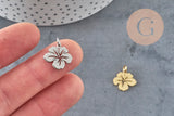 Pendentif fleur tropicale acier 201 inoxydable platine 15mm x1 VALIDE-Breloques et pendentifs-Gingerlily Perles
