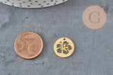 Pendentif médaille fleur tropicale acier 201 inoxydable doré 15mm x1 VALIDE-Breloques et pendentifs-Gingerlily Perles