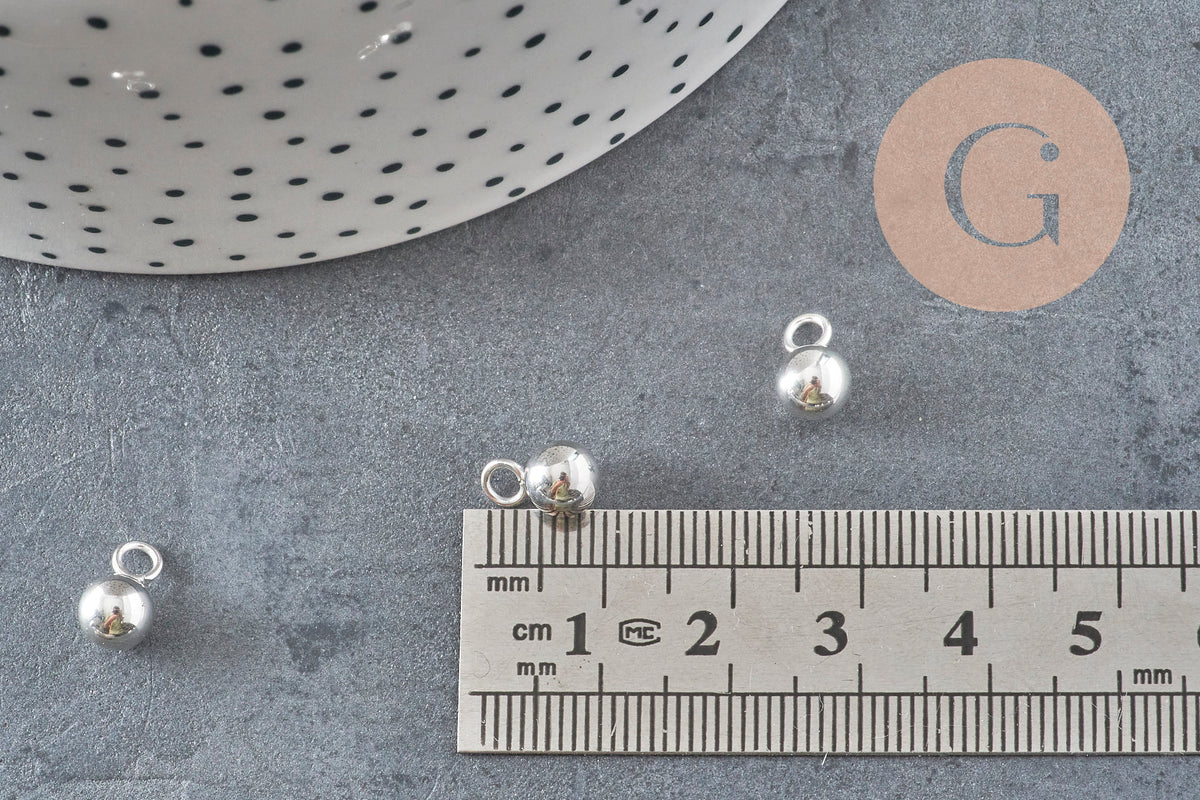 Goutte de finition acier inoxydable argenté 10x6mm, x10 VALIDE-Breloques et pendentifs-Gingerlily Perles