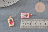 Pendentif rectangle tissage rocaille coeur sacré, x1 VALIDE-Breloques et pendentifs-Gingerlily Perles