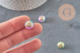 Perles fleurs rondelles résine réactives UV multicolores 12mm, x10 VALIDE-Perles-Gingerlily Perles
