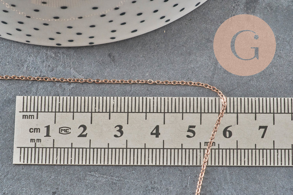 Chaine forçat acier 304 inoxydable IP or rose 1.5mm, x1 mètre (G11398)-Chaînes-Gingerlily Perles