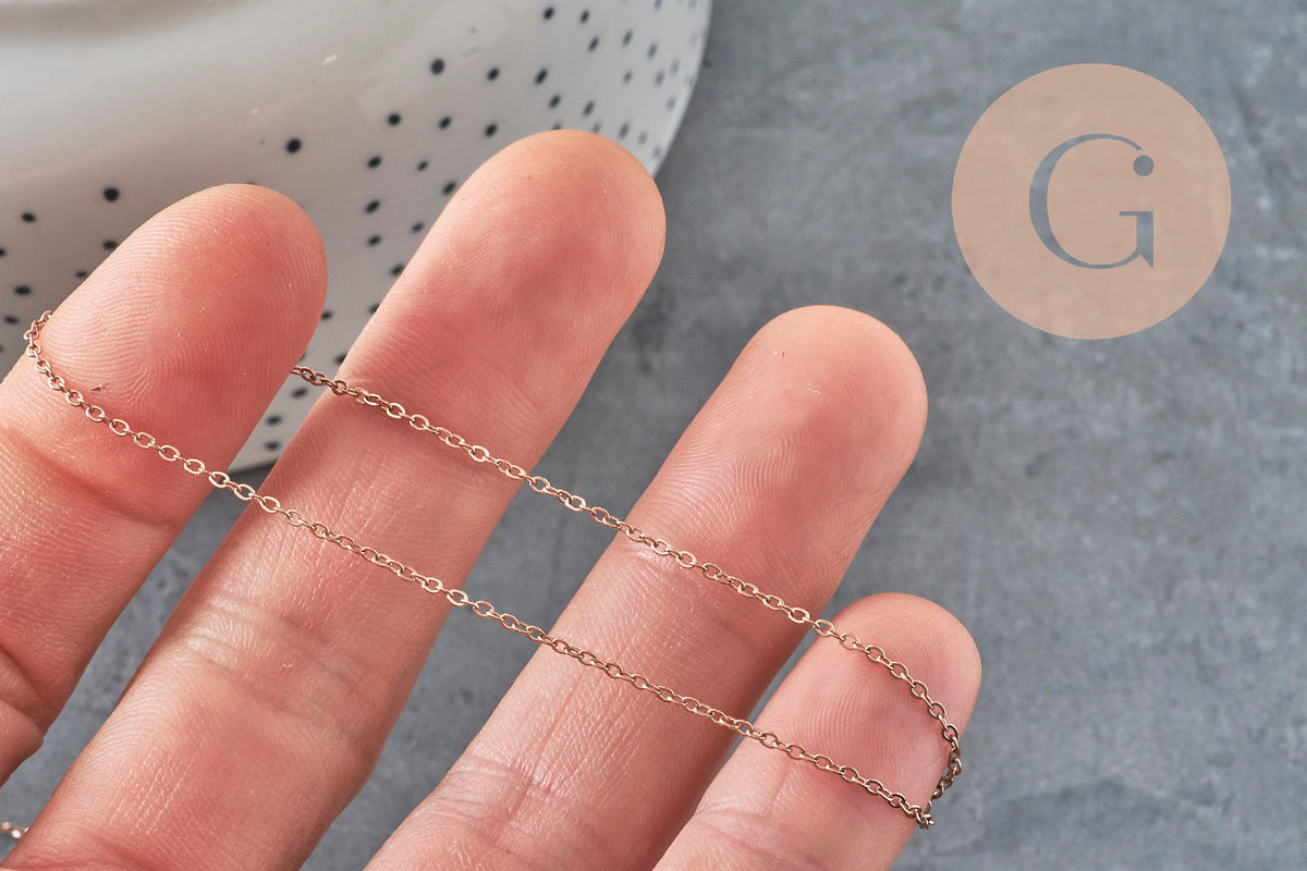 Chaine forçat acier 304 inoxydable IP or rose 1.5mm, x1 mètre (G11398)-Chaînes-Gingerlily Perles