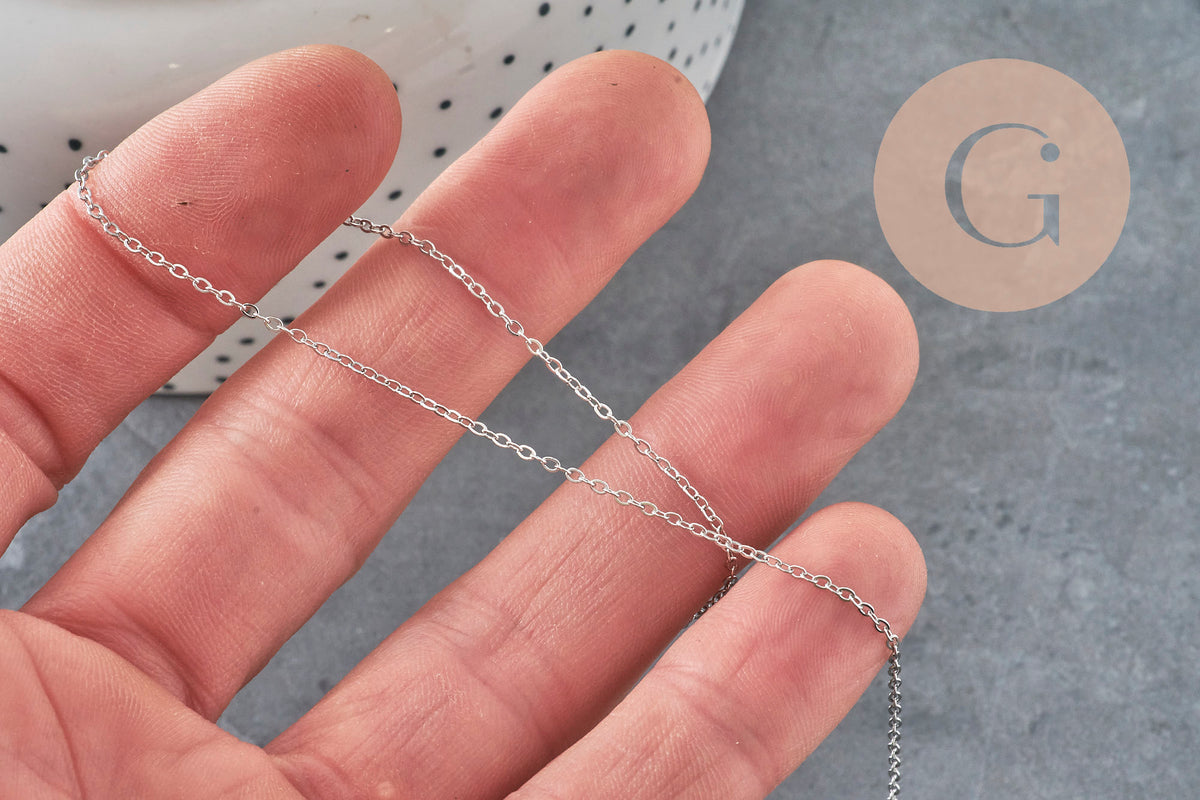 Chaine forçat acier 304 inoxydable platine 1.5mm, x1 mètre (G11408)-Chaînes-Gingerlily Perles