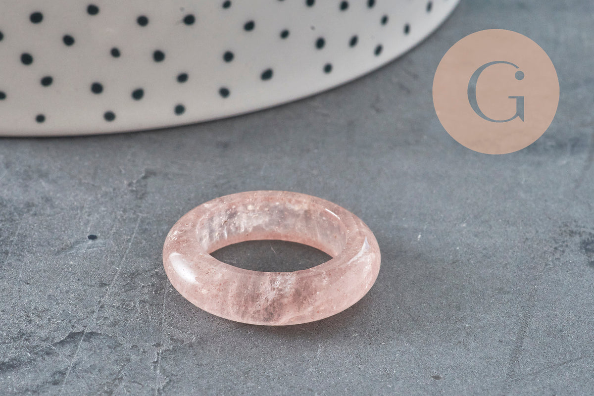 Bague quartz fraise naturel 17-20mm, x1 (G11409)