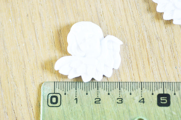 ADN-Cabochon ange ailé résine blanche 32.5mm, x2 G5053
