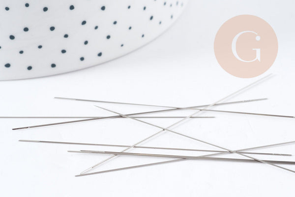 Aiguille de perlage en Acier inoxydable grand oeil 75x0.3mm, x1 (G4881)