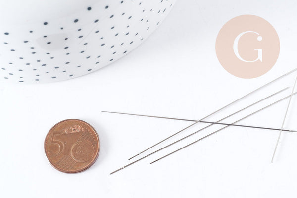 Aiguille de perlage en Acier inoxydable grand oeil 75x0.3mm, x1 (G4881)