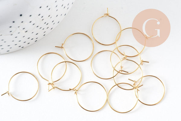 Anneau créole acier 304 doré inoxydable 20mm dorure IP, x20 ou x50 (G7703)