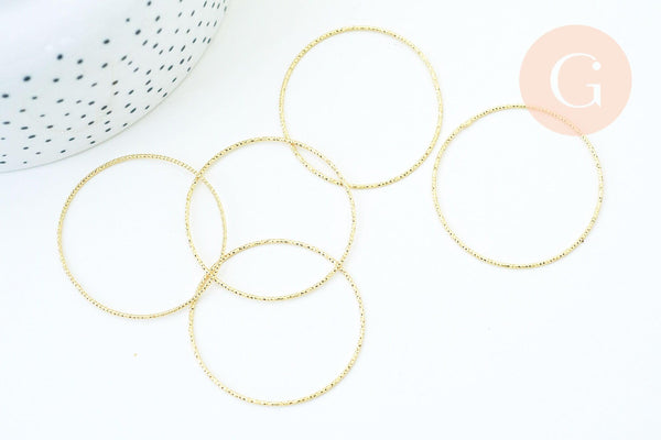 Anneaux connecteurs torsadés en laiton 18k 40mm, x2 (G5512)