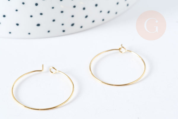 Anneaux créole acier inoxydable 304 doré 25mm, x20 (G8294)