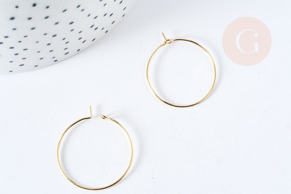 Anneaux créole acier inoxydable 304 doré 25mm, x20 (G8294)