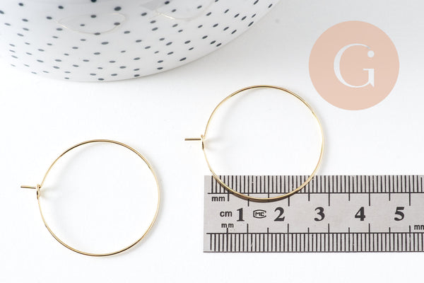 Anneaux créoles acier inoxydable 316 doré 30mm x20 x50 x100 (G0427)