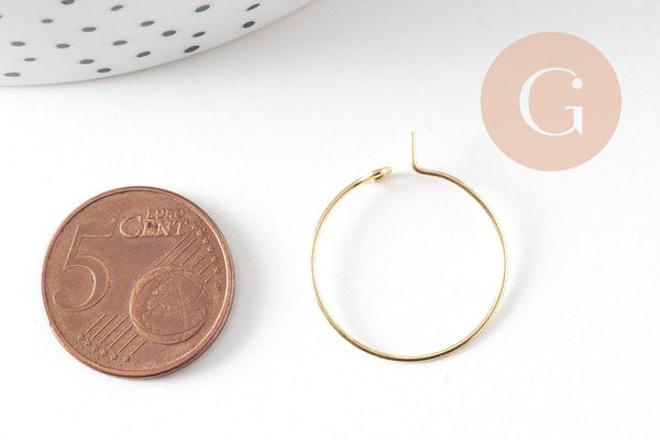 Anneaux créoles acier inoxydable doré 20mm (G6314)