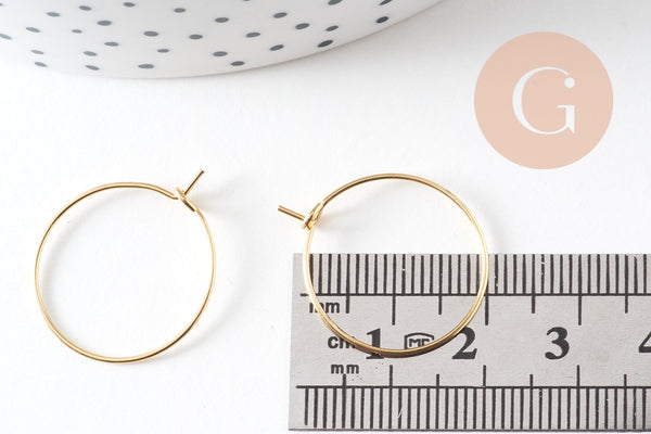 Anneaux créoles acier inoxydable doré 20mm (G6314)