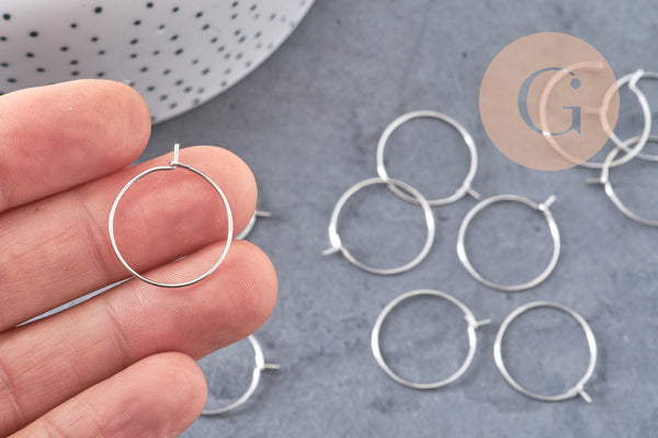 Anneaux créoles acier platine sans nickel 20mm, x20-50-100 (G4226)