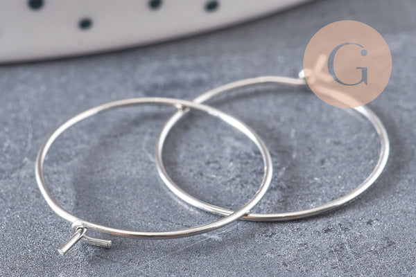 Anneaux créoles acier platine sans nickel 20mm, x20-50-100 (G4226)