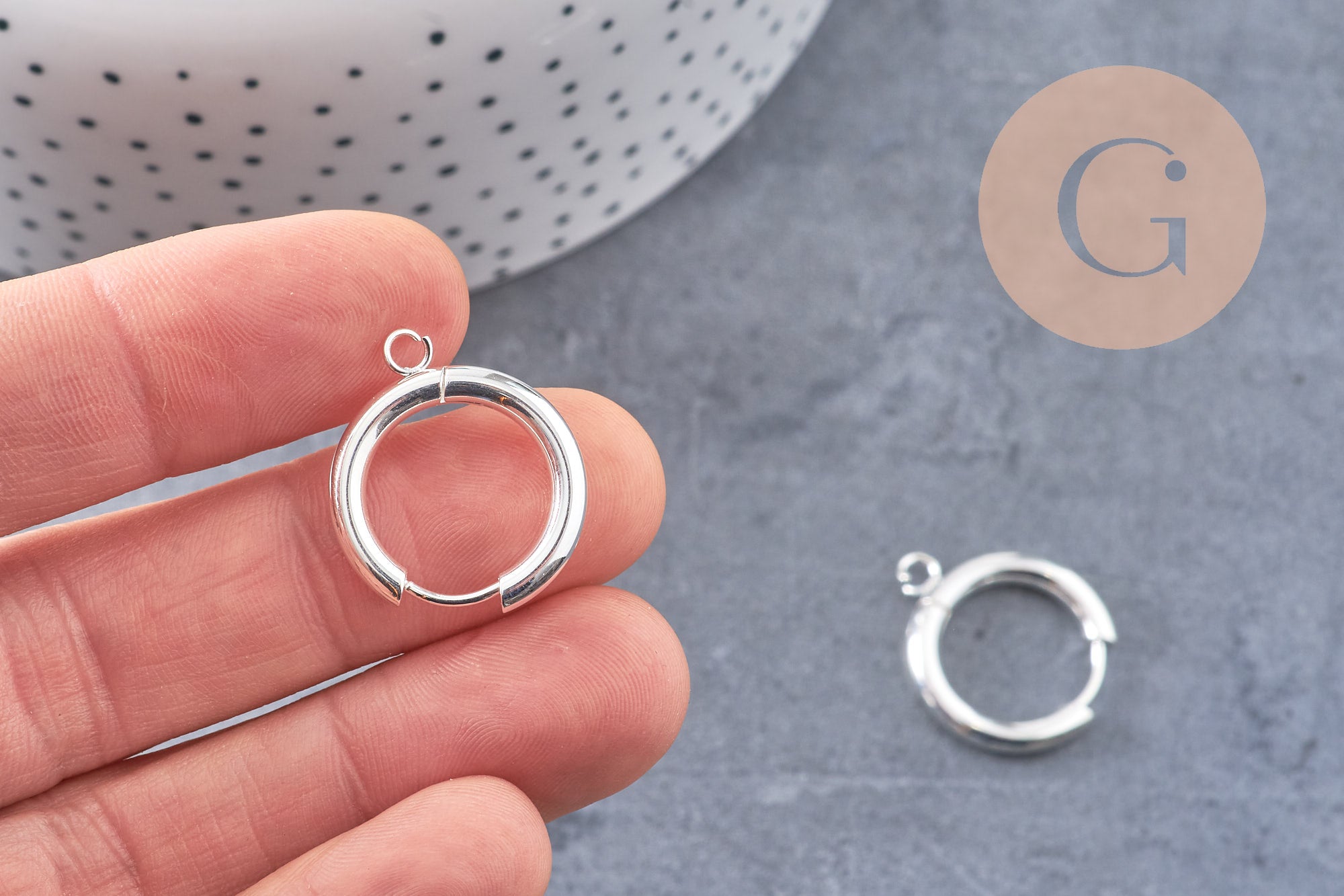 Anneaux créoles +anneau en acier 201-316 inoxydable argenté 22mm, La paire (G10857)
