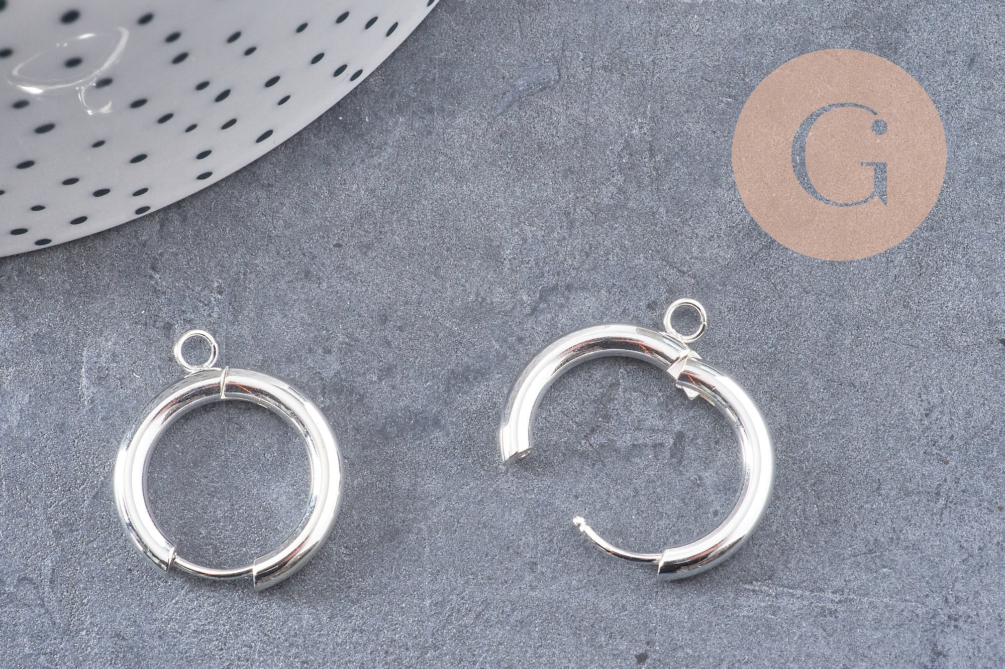 Anneaux créoles +anneau en acier 201-316 inoxydable argenté 22mm, La paire (G10857)