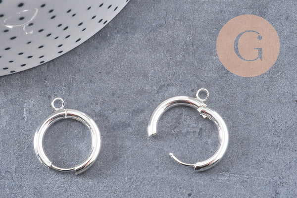 Anneaux créoles +anneau en acier 201-316 inoxydable argenté 22mm, La paire (G10857)