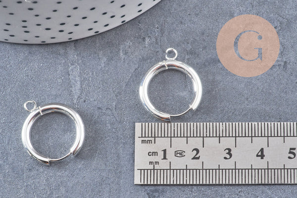 Anneaux créoles +anneau en acier 201-316 inoxydable argenté 22mm, La paire (G10857)